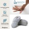 imageDearfoams Womens Fuzzy Memory Foam Cable Knit Claire Clog House Slipper with Wide WidthsSleet