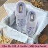 imageDearfoams Womens Fuzzy Memory Foam Cable Knit Claire Clog House Slipper with Wide WidthsStonewash