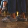 imageDearfoams Womens Fuzzy Memory Foam Cable Knit Claire Clog House Slipper with Wide WidthsStonewash