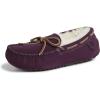 imageDearfoams Womens Fireside Water Resistant Genuine Shearling Victoria Moc with TieAubergine