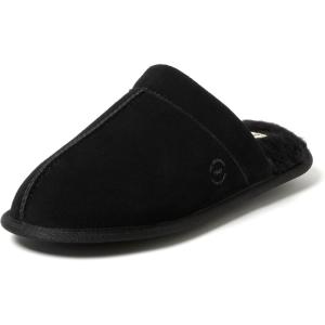 imageDearfoams Mens Genuine Suede Indoor Outdoor Comfort Memory Foam Bradford Scuff House SlipperBlack 2