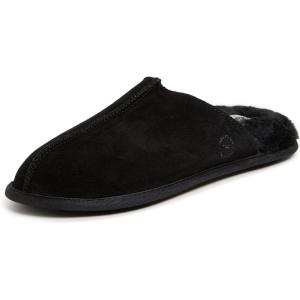 imageDearfoams Mens Genuine Suede Indoor Outdoor Comfort Memory Foam Bradford Scuff House SlipperBlack