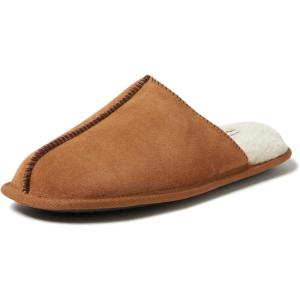 imageDearfoams Mens Genuine Suede Indoor Outdoor Comfort Memory Foam Bradford Scuff House SlipperChestnut