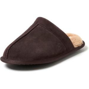 imageDearfoams Mens Genuine Suede Indoor Outdoor Comfort Memory Foam Bradford Scuff House SlipperCoffee
