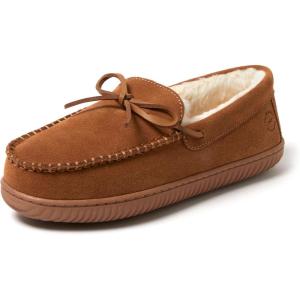imageDearfoams Mens Hudson Genuine Suede Memory Foam Moccasin Slipper with TieChestnut 2
