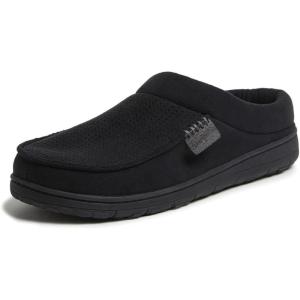 imageDearfoams Mens IndoorOutdoor Breathable Memory Foam Brendan Clog House Shoe Slipper with Wide WidthsBlack Perforated