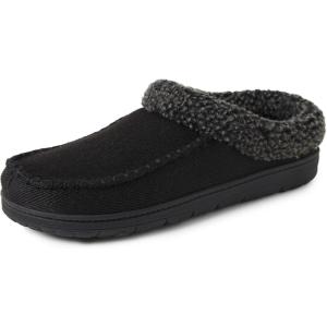 imageDearfoams Mens IndoorOutdoor Breathable Memory Foam Brendan Clog House Shoe Slipper with Wide WidthsBlack Twill