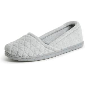 imageDearfoams Womens Comfort Memory Foam Indoor Outdoor Katie Slip On Loafer Ballet SlipperLight Heather Grey