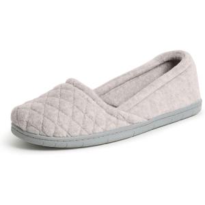 imageDearfoams Womens Comfort Memory Foam Indoor Outdoor Katie Slip On Loafer Ballet SlipperSleet
