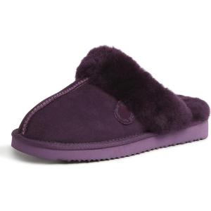 imageDearfoams Womens Fireside Sydney Shearling Fur IndoorOutdoor Scuff Slipper with Wide WidthsAubergine