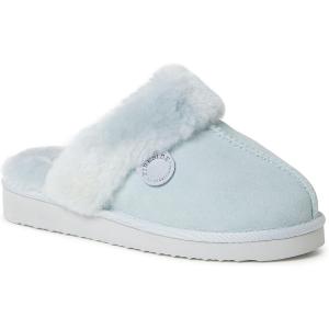imageDearfoams Womens Fireside Sydney Shearling Fur IndoorOutdoor Scuff Slipper with Wide WidthsBlue Wash