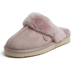 imageDearfoams Womens Fireside Sydney Shearling Fur IndoorOutdoor Scuff Slipper with Wide WidthsDusty Pink
