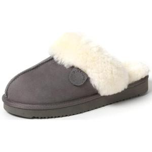 imageDearfoams Womens Fireside Sydney Shearling Fur IndoorOutdoor Scuff Slipper with Wide WidthsGrey Multi