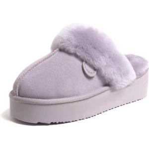 imageDearfoams Womens Fireside Sydney Shearling Fur IndoorOutdoor Scuff Slipper with Wide WidthsLilac