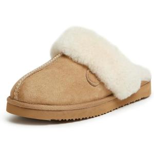 imageDearfoams Womens Fireside Sydney Shearling Fur IndoorOutdoor Scuff Slipper with Wide WidthsSand