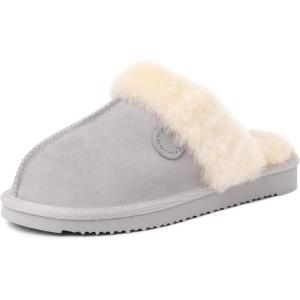 imageDearfoams Womens Fireside Sydney Shearling Fur IndoorOutdoor Scuff Slipper with Wide WidthsSleet