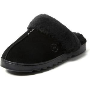 imageDearfoams Womens Fuzzy Memory Foam Suede Helena Scuff SlipperBlack
