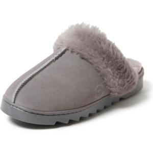 imageDearfoams Womens Fuzzy Memory Foam Suede Helena Scuff SlipperGrey