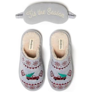imageDearfoams Womens Novelty Scuff with Eye Mask SlipperGrey