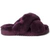 imageFireside by Dearfoams Womens Newcastle Crossband All Over Shearling Easy onOff Slide SlipperAubergine Solid