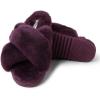 imageFireside by Dearfoams Womens Newcastle Crossband All Over Shearling Easy onOff Slide SlipperAubergine Solid