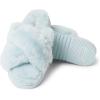 imageFireside by Dearfoams Womens Newcastle Crossband All Over Shearling Easy onOff Slide SlipperBluewash