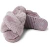 imageFireside by Dearfoams Womens Newcastle Crossband All Over Shearling Easy onOff Slide SlipperFrosted Plum