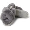 imageFireside by Dearfoams Womens Newcastle Crossband All Over Shearling Easy onOff Slide SlipperGrey Solid