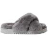imageFireside by Dearfoams Womens Newcastle Crossband All Over Shearling Easy onOff Slide SlipperGrey Solid