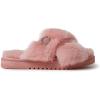 imageFireside by Dearfoams Womens Newcastle Crossband All Over Shearling Easy onOff Slide SlipperPink Bisque