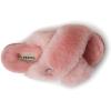 imageFireside by Dearfoams Womens Newcastle Crossband All Over Shearling Easy onOff Slide SlipperPink Bisque