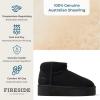 imageFireside by Dearfoams Womens Riverland Shearling Fur Lined Mini Ankle Boot with Platform SlipperBlack Platform