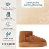 imageFireside by Dearfoams Womens Riverland Shearling Fur Lined Mini Ankle Boot with Platform SlipperChestnut Platform