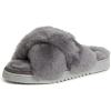 imageFireside by Dearfoams Womens Newcastle Crossband All Over Shearling Easy onOff Slide SlipperGrey Solid