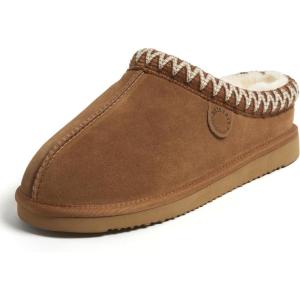 imageFireside by Dearfoams Mens Grafton Genuine Shearling IndoorOutdoor ClogChestnut Taping