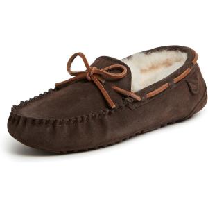 imageFireside by Dearfoams Mens Victor Shearling Moccasin with Tie SlipperCoffee