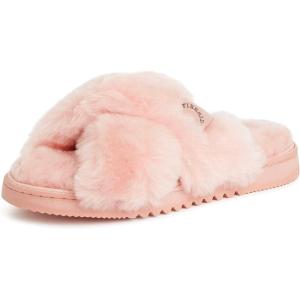 imageFireside by Dearfoams Womens Newcastle Crossband All Over Shearling Easy onOff Slide SlipperPink Bisque