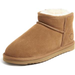 imageFireside by Dearfoams Womens Riverland Shearling Fur Lined Mini Ankle Boot with Platform SlipperChestnut