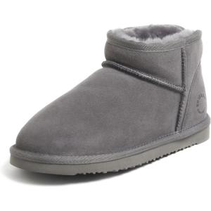 imageFireside by Dearfoams Womens Riverland Shearling Fur Lined Mini Ankle Boot with Platform SlipperGrey