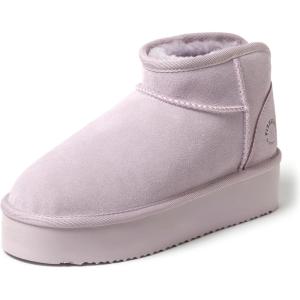 imageFireside by Dearfoams Womens Riverland Shearling Fur Lined Mini Ankle Boot with Platform SlipperLilac Platform