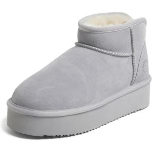 imageFireside by Dearfoams Womens Riverland Shearling Fur Lined Mini Ankle Boot with Platform SlipperSleet Platform