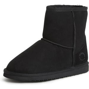 imageFireside by Dearfoams Womens Rosebery Shearling Lined IndoorOutdoor Boot Mid CalfBlack