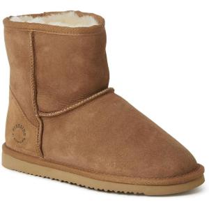 imageFireside by Dearfoams Womens Rosebery Shearling Lined IndoorOutdoor Boot Mid CalfChesnut