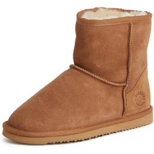 imageFireside by Dearfoams Womens Rosebery Shearling Lined IndoorOutdoor Boot Mid CalfChestnut