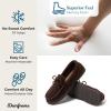 imageDearfoams Gifts for Men Dad Brother Husband  Mens Moccasin Slippers  Breathable Memory Foam Toby Mens SlipperBrown