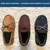 imageDearfoams Gifts for Men Dad Brother Husband  Mens Moccasin Slippers  Breathable Memory Foam Toby Mens SlipperTan