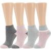 imageDearfoams Ladies 4 Pair Pack Terry Ultimate Comfort Modern Multicolor Easy Care Anklet with Grippers Lounge Slipper SocksLight Grey