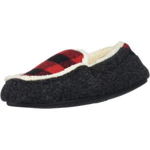 imageDearfoams Kids Hunter Felted Plaid Moccasin SlipperBlack