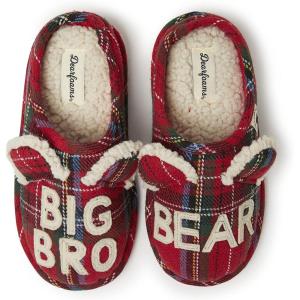 imageDearfoams UnisexChild Easter Basket Stuffers Gifts for Kids Toddler Lil Baby Bear SlipperBig Bro Tartan Plaid