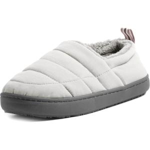 imageDearfoams Womens Lightweight Memory Foam Easy on Off Fern Closed Back SlipperGrey